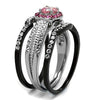 WildKlass Stainless Steel Ring Two-Tone IP Black Women AAA Grade CZ Light Rose-WildKlass Jewelry