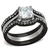 WildKlass Stainless Steel Western Ring Two-Tone IP Black Women AAA Grade CZ Clear-WildKlass Jewelry