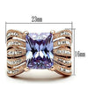 WildKlass Stainless Steel Pave Ring IP Rose Gold Women AAA Grade CZ Light Amethyst-WildKlass Jewelry
