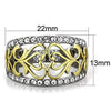 WildKlass Stainless Steel Ring Two-Tone IP Gold Women Top Grade Crystal Clear-WildKlass Jewelry