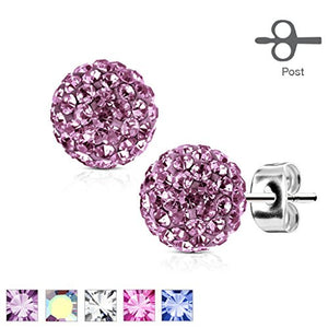Pair of 316L Surgical Steel WildKlass Stud Earring with Multi Crystal Ferido Ball-WildKlass Jewelry