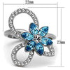 WildKlass Stainless Steel Ring High Polished (no Plating) Women Top Grade Crystal Sea Blue-WildKlass Jewelry