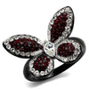 WildKlass Stainless Steel Ring Two-Tone IP Black Women Top Grade Crystal Siam-WildKlass Jewelry