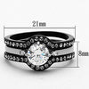 WildKlass Stainless Steel Ring Western Two-Tone IP Black Women AAA Grade CZ Clear-WildKlass Jewelry