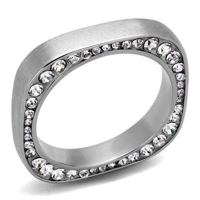 WildKlass Stainless Steel Ring High Polished Women Top Grade Crystal Clear-WildKlass Jewelry