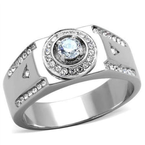 WildKlass Stainless Steel Ring High Polished (no Plating) Men AAA Grade CZ Clear-WildKlass Jewelry