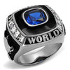 WildKlass Stainless Steel Ring High Polished Men Synthetic Sapphire-WildKlass Jewelry
