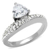 WildKlass Stainless Steel Ring High Polished Women AAA Grade CZ Clear-WildKlass Jewelry