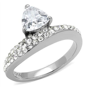 WildKlass Stainless Steel Ring High Polished Women AAA Grade CZ Clear-WildKlass Jewelry