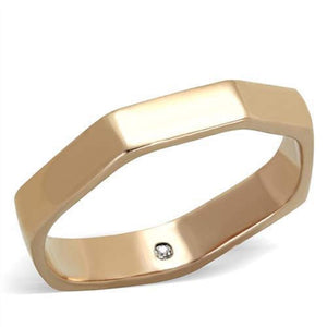 WildKlass Stainless Steel Ring IP Rose Gold Women Top Grade Crystal Clear-WildKlass Jewelry