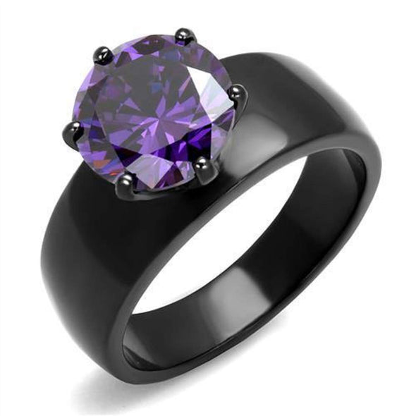 WildKlass Stainless Steel Ring IP Women AAA Grade CZ Amethyst-WildKlass Jewelry