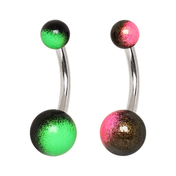 316L Stainless Steel WildKlass Navel Ring with Metallic Multi-Color UV Acrylic Balls-WildKlass Jewelry