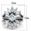 WildKlass Stainless Steel Ring High Polished (no Plating) Women Grade Six CZ Clear-WildKlass Jewelry