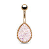 Druzy Stone Tear Drop Set PVD Rose Gold Over 316L Surgical Steel WildKlass Belly Button Navel Rings-WildKlass Jewelry