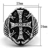 WildKlass Stainless Steel Cross Ring High Polished (no Plating) Men Top Grade Crystal Clear-WildKlass Jewelry