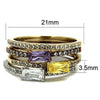 WildKlass Stainless Steel Ring Three Tone IP（IP Gold & IP Light Coffee & High Polished Women AAA Grade CZ Multi Color-WildKlass Jewelry