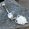 316L Stainless Steel Ornate White Cat's Eye Dangle WildKlass Navel Ring-WildKlass Jewelry