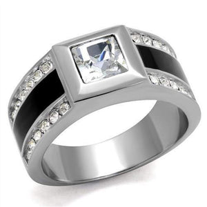 WildKlass Stainless Steel Ring High Polished Men Top Grade Crystal Clear-WildKlass Jewelry