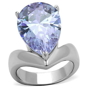 WildKlass Stainless Steel Ring High Polished (no Plating) Women AAA Grade CZ Light Amethyst-WildKlass Jewelry