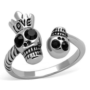 WildKlass Stainless Steel Ring High Polished (no Plating) Women Top Grade Crystal Jet-WildKlass Jewelry