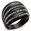 WildKlass Stainless Steel Ring IP Black Women Top Grade Crystal Black Diamond-WildKlass Jewelry
