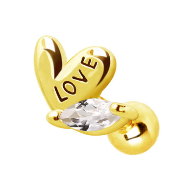 WILDKLASS Gold Plated Lovely Heart Cartilage Earring-WildKlass Jewelry