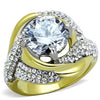 WildKlass Stainless Steel Ring Two-Tone IP Gold Women AAA Grade CZ Clear-WildKlass Jewelry