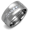 WildKlass Stainless Steel Ring High Polished Men AAA Grade CZ Clear-WildKlass Jewelry
