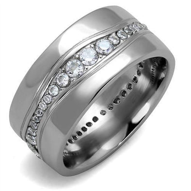 WildKlass Stainless Steel Ring High Polished Men AAA Grade CZ Clear-WildKlass Jewelry