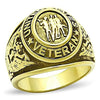 WildKlass Stainless Steel Veteran Ring IP Gold Men Epoxy Jet-WildKlass Jewelry