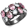 WildKlass Stainless Steel Ring IP Light Black (IP Gun) Women AAA Grade CZ Rose-WildKlass Jewelry
