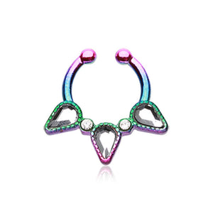 Colorline Sparkle Trident WildKlass Fake Septum Clip-On Ring-WildKlass Jewelry