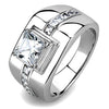 WildKlass Stainless Steel Ring High Polished Men AAA Grade CZ Clear-WildKlass Jewelry