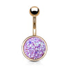 Druzy Stone Round Set PVD Rose Gold Over 316L Surgical Steel WildKlass Belly Button Navel Rings-WildKlass Jewelry