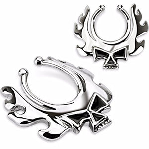 Blazing Skull Non-Piercing Clip On Nipple WildKlass Ring-WildKlass Jewelry