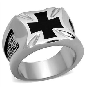 WildKlass Stainless Steel Ring High Polished (no Plating) Men Epoxy Jet-WildKlass Jewelry