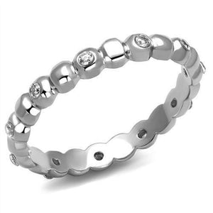 WildKlass Stainless Steel Ring High Polished Women AAA Grade CZ Clear-WildKlass Jewelry