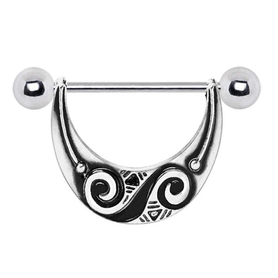 316L Stainless Steel Spiral Tribal WildKlass Nipple Shield-WildKlass Jewelry