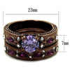 WildKlass Stainless Steel Ring IP Coffee Light Women AAA Grade CZ Amethyst-WildKlass Jewelry
