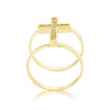 WildKlass 0.08ct CZ 14k Gold Plated Contemporary Cross Ring-WildKlass Jewelry