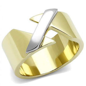 WildKlass Stainless Steel Ring Two-Tone IP Gold Women-WildKlass Jewelry