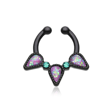 Colorline Opal Sparkle Trident WildKlass Fake Septum Clip-On Ring-WildKlass Jewelry