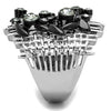 WildKlass Stainless Steel Ring Two-Tone IP Black Women Top Grade Crystal Black Diamond-WildKlass Jewelry