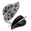 WildKlass Stainless Steel Ring High Polished (no Plating) Women Top Grade Crystal Jet Leaf-WildKlass Jewelry