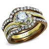 WildKlass Stainless Steel Ring IP Gold & IP Light Brown (IP Light Coffee) Women AAA Grade CZ Clear-WildKlass Jewelry