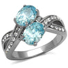 WildKlass Stainless Steel Ring High Polished Women AAA Grade CZ Sea Blue-WildKlass Jewelry