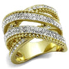 WildKlass Stainless Steel Ring Two-Tone IP Gold Women Top Grade Crystal Clear-WildKlass Jewelry