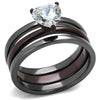 WildKlass Stainless Steel Ring IP Light Black (IP Gun) & IP Dark Brown (IP Coffee) Women AAA Grade CZ Clear-WildKlass Jewelry
