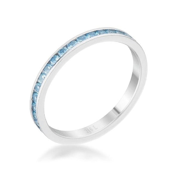 WildKlass 0.5ct Sapphire CZ Stainless Steel Eternity Band-WildKlass Jewelry