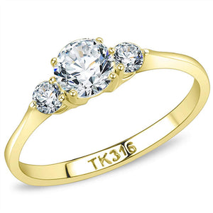 WildKlass Stainless Steel Ring IP Gold Women AAA Grade CZ Clear-WildKlass Jewelry